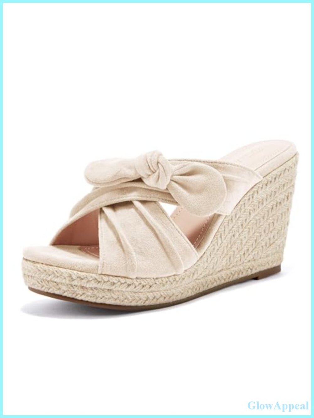 Faux Suede Espadrille Wedge Sandals Open Toe Bow Slip On Mules Platform